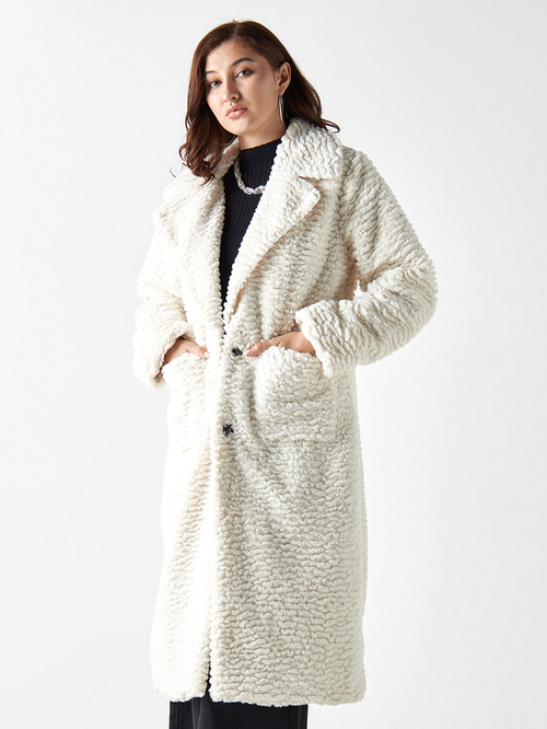 Lapel faux shearling coat shop