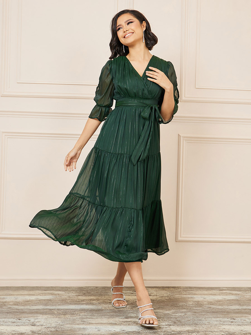 Striped chiffon dress top