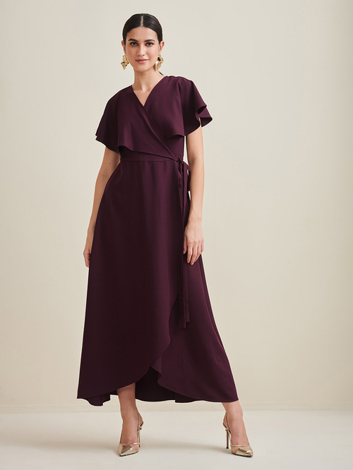 Maroon maxi wrap dress outlet