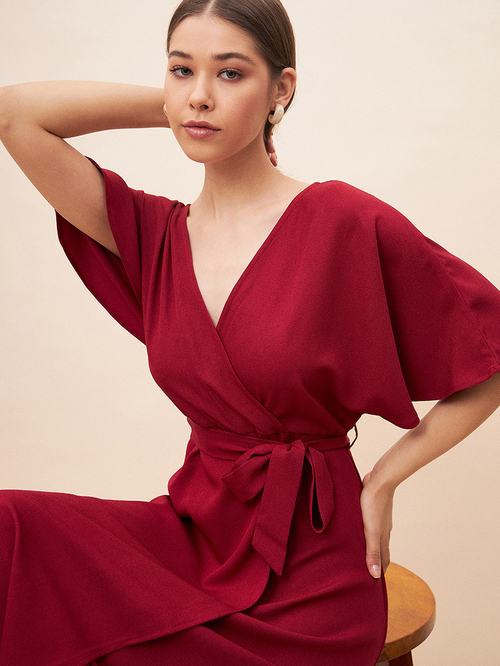 Kimono sleeve wrap maxi dress discount