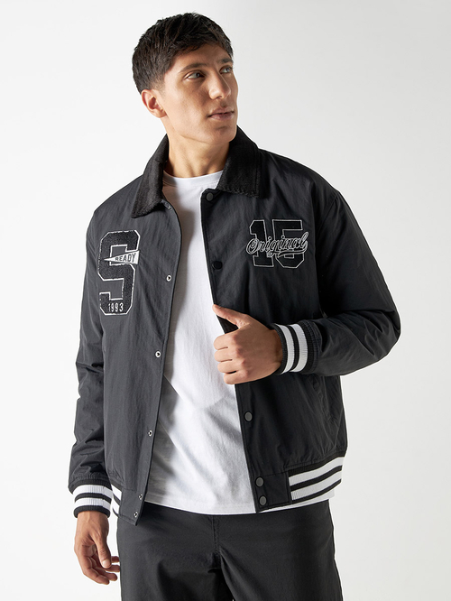 Collared varsity jacket online