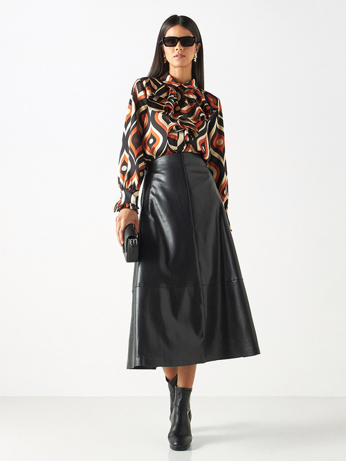 Leather a line skirt zip shop