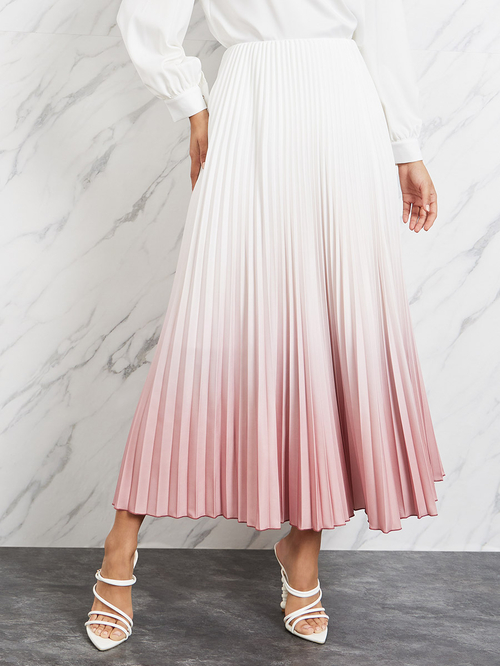 Buy Ombre Pleated Maxi Skirt Multi For Women Styli Saudi