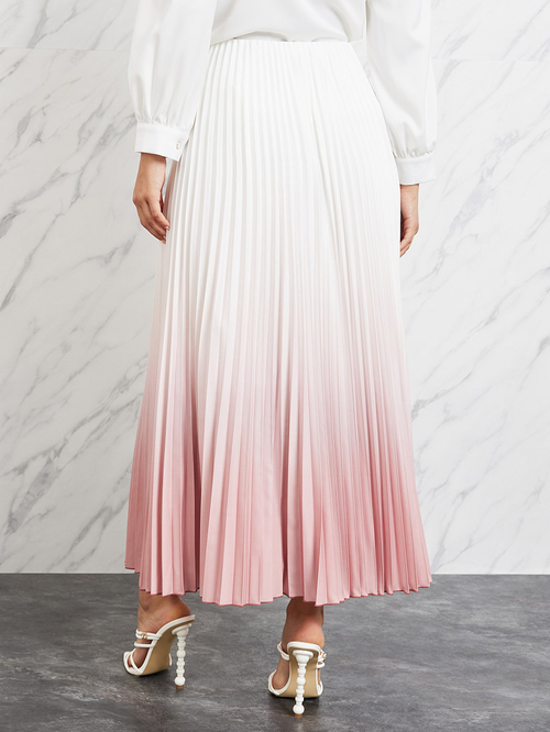 Buy Ombre Pleated Maxi Skirt Multi For Women Styli UAE