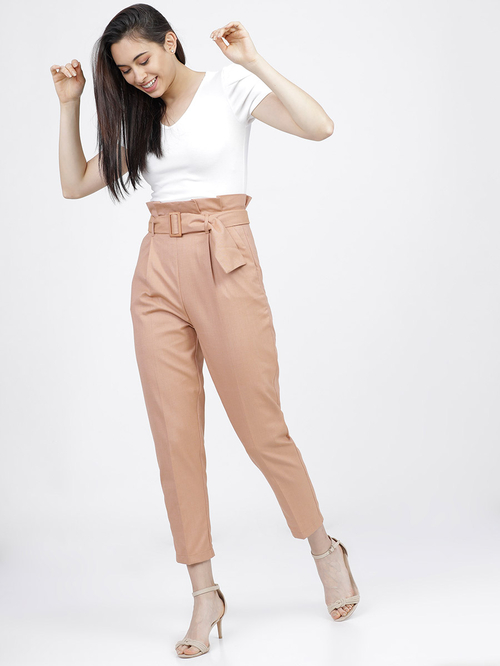 Paper bag tapered trousers hot sale