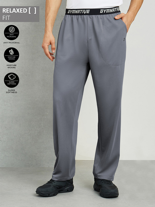 Buy Super Soft Relaxed Fit Training Track Pants with Contrast Elastic Waistband Charcoal For Men Styli UAE