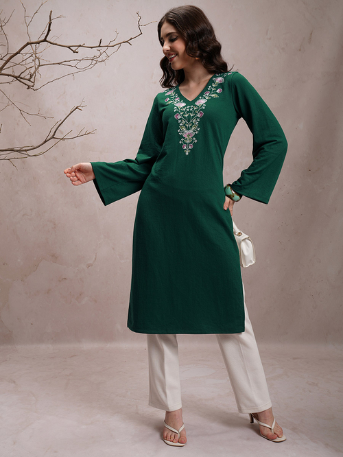 Straight embroidered kurta cheap
