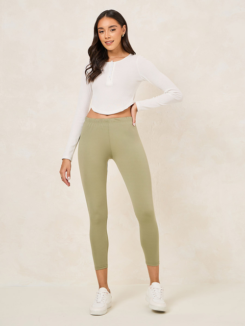 Khaki cropped leggings shop