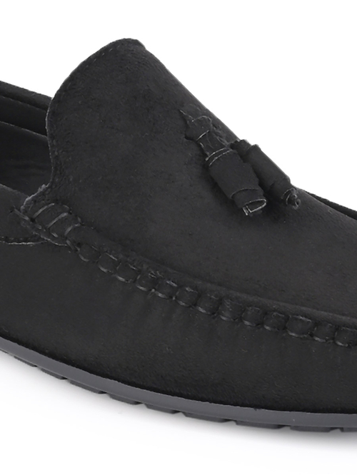 Tassel loafers in black faux suede new arrivals