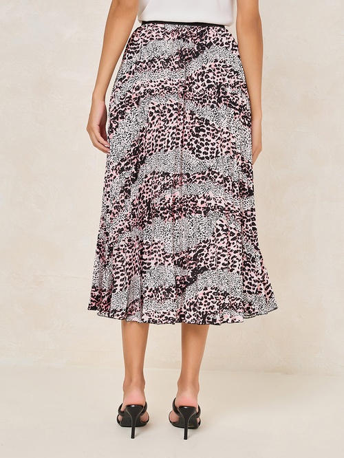Buy Animal Print Pleated Midi Skirt Multi For Women Styli Saudi
