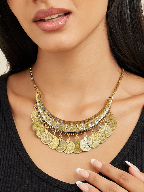 Multi coin necklace gold online