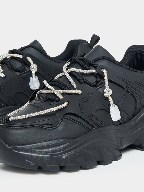 Chunky black platform sneakers sale