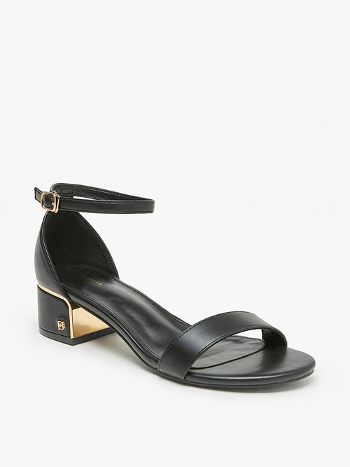 Buy Block Heel Sandals with Ankle Strap Black For Women Styli Saudi