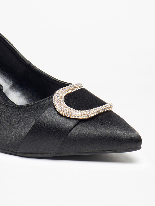 Embellished black pumps clearance