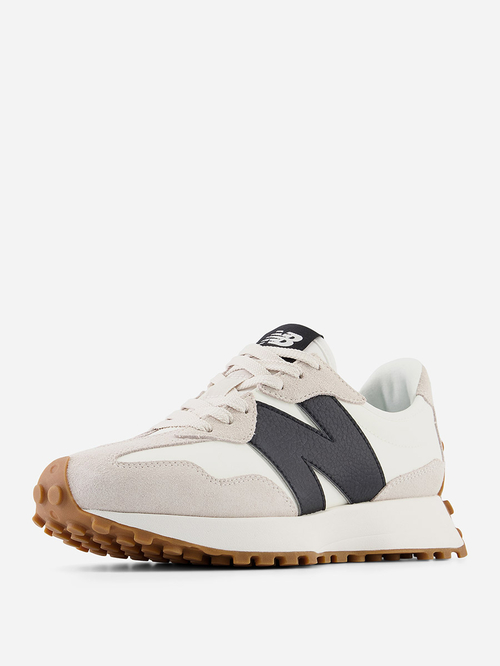 Buy 327 Contrast Logo Patch Lace Up Sneakers Beige For Women | Styli Saudi