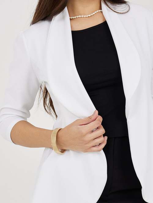 White frill blazer hotsell