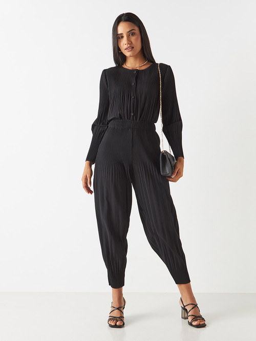 Buy Pleated Harem Pants with Pockets Black For Women Styli Saudi