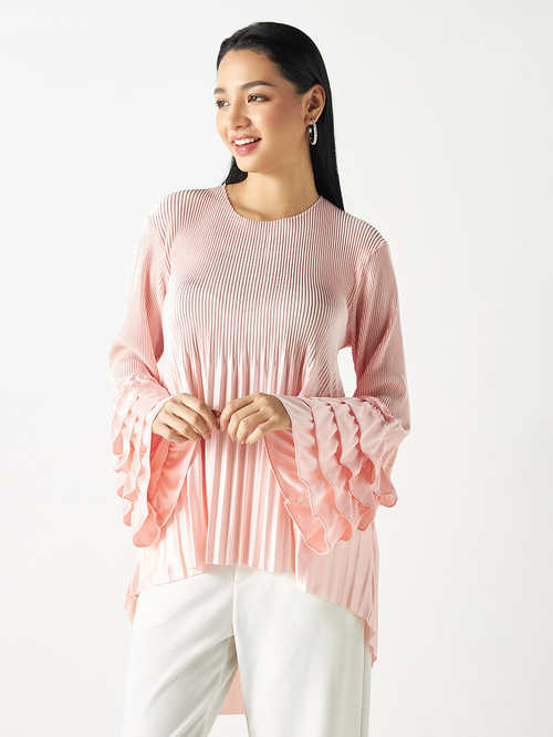 High low ruffle top shop
