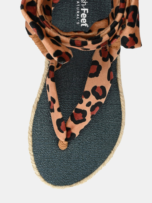 Leopard print tie up sandals shop