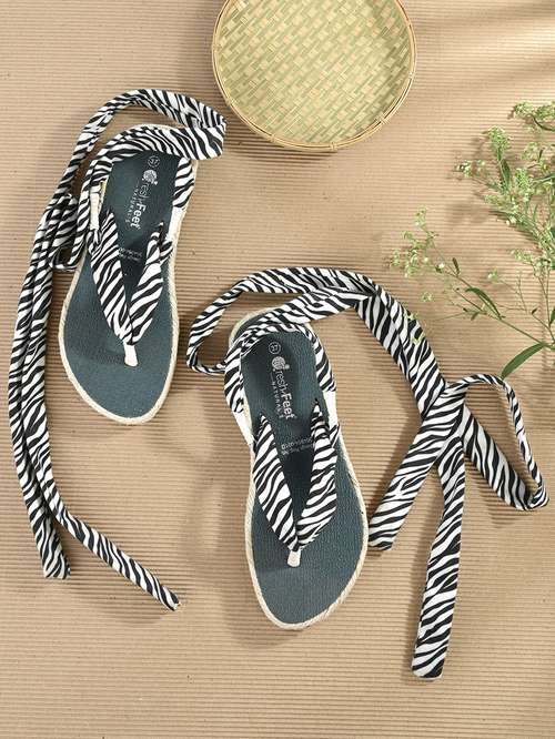 Striped flat sandals hotsell
