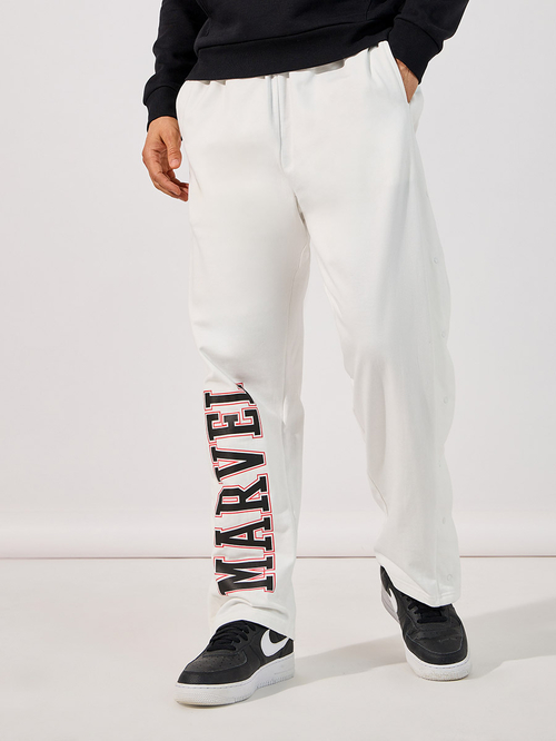 Buy Marvel Logo Print Oversized Joggers Cream For Men Styli UAE