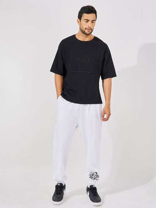 Buy Teddy Placement Print Oversized Joggers with Drawcord White For Men Styli UAE