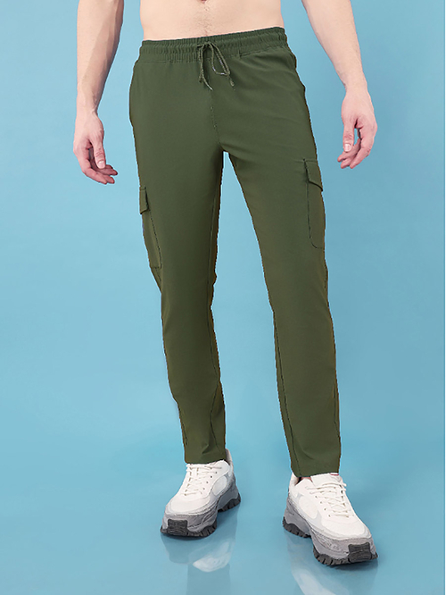 Buy Solid 4 Way Stretch Cargo Pants Green For Men Styli Saudi