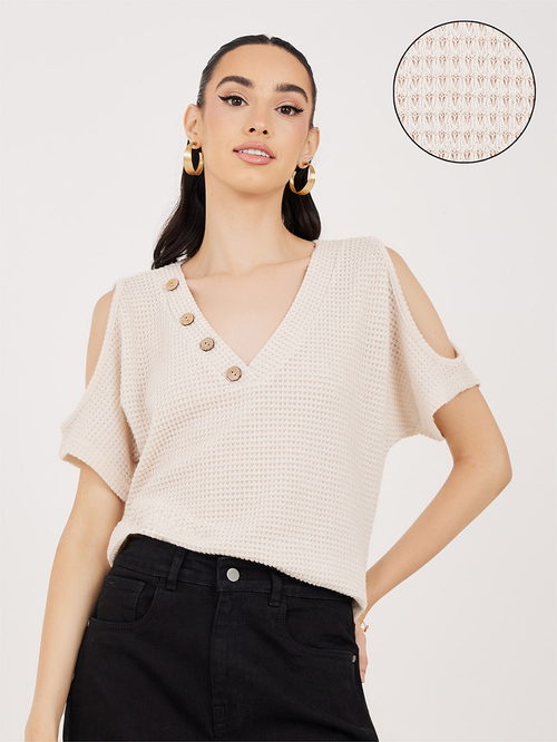 Cold shoulder v neck sweater online
