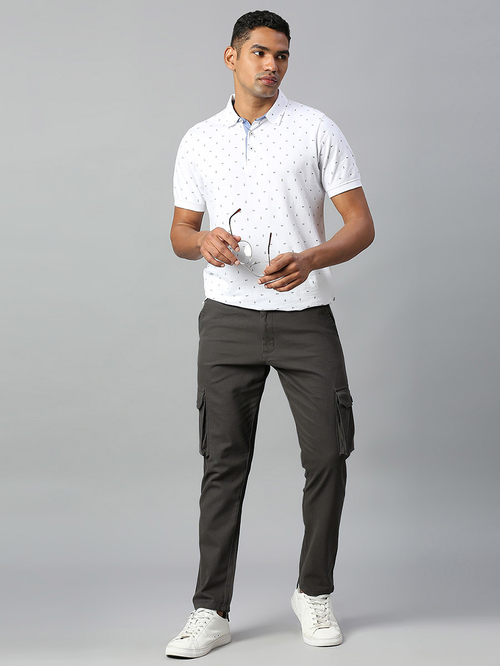 Buy Tapered Fit Cargo Trousers with Belt Loops Grey For Men Styli Saudi