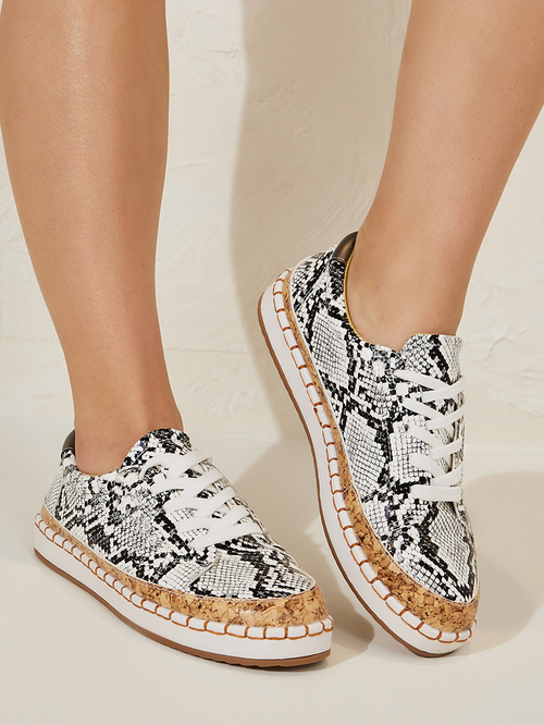 Buy Snake Print Lace Up Casual Shoes Multi For Women Styli Saudi