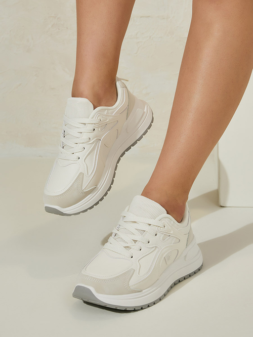 Buy Color Block Web Design Sneakers Off White For Women Styli Saudi