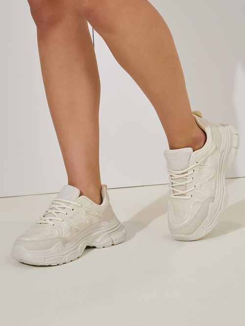 Cream chunky sneakers hot sale