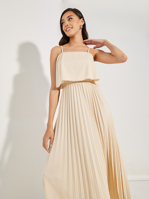 Strappy pleated dress outlet
