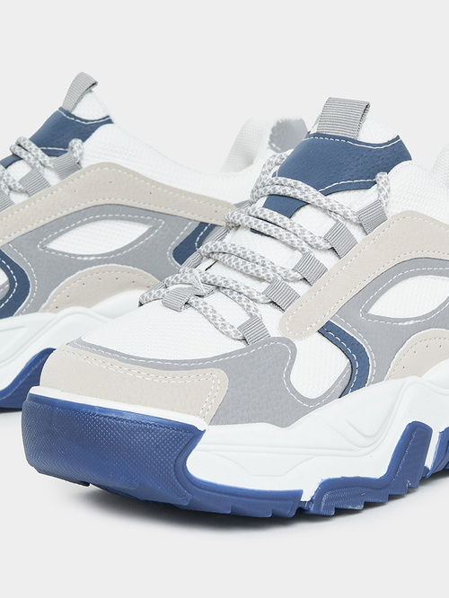 Buy Colorblock Design Chunky Sneakers Grey For Women Styli UAE