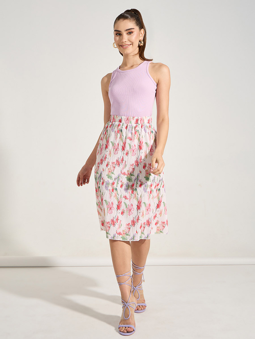 Floral midi skirt a line best sale