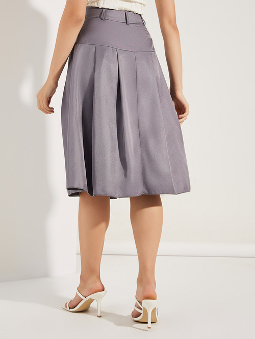 Grey flared pleated skirt outlet