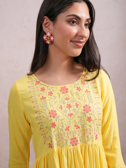 Floral midi dress with embroidered overlay outlet