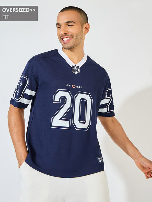 Buy NFL Chicago Bears Mesh Oversized Jersey T Shirt Navy Blue For Men Styli UAE
