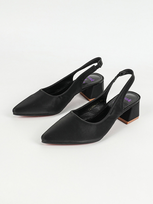 Buy Solid Pointed Toe Slingback Formal Shoes Black For Women Styli Saudi