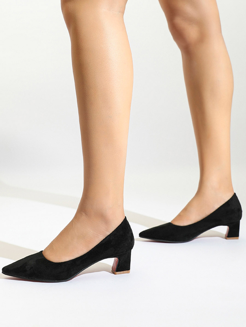 Buy Pointed Toe Block Heel Shoes Black For Women Styli UAE