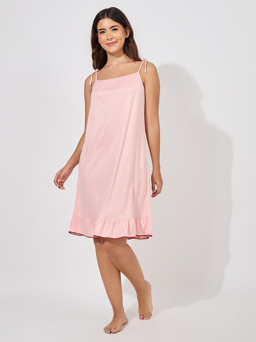 Buy Strappy Ruffle Hem Slip Dress Pink For Women Styli Kuwait