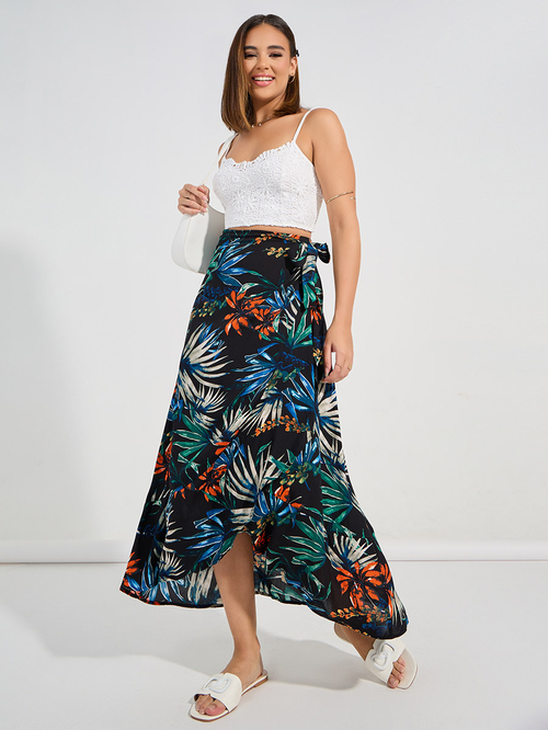 Buy Tropical Print Wrap Maxi Skirt Multi For Women Styli UAE