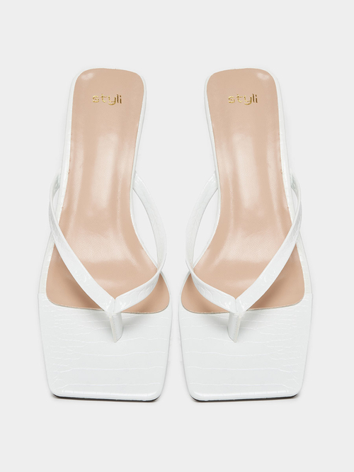 Buy Plain Thong Strap Sandals White For Women Styli Saudi