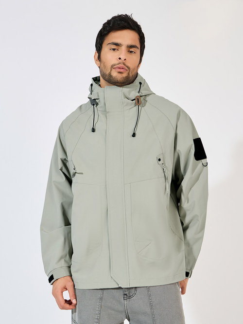 Buy Solid Multi Panel Lined Windbreaker Jacket Khaki For Default Category Styli Kuwait