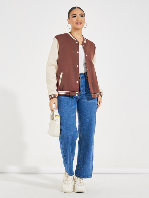 Color block bomber jacket womens hot sale