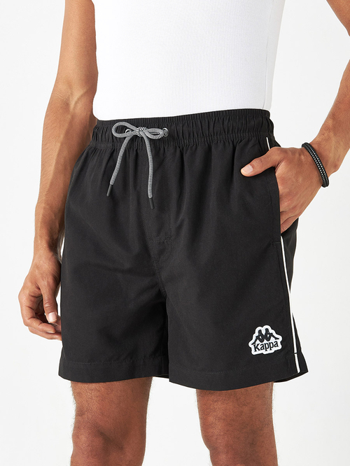 Buy Logo Detail Swim Shorts with Drawstring Closure and Pockets Black For Men Styli UAE