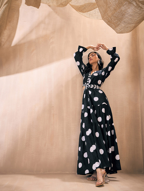 Polka dot tiered maxi dress cheap