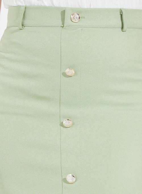 Buy Button Detail Midi Skirt with Belt Loops Green For Women Styli Saudi