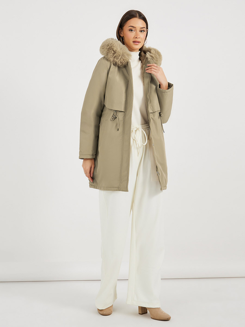 Knee length parka womens sales
