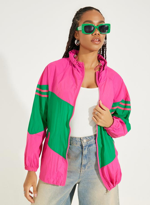 Buy Color Block Windbreaker Jacket with Zipper Multi For Women Styli UAE